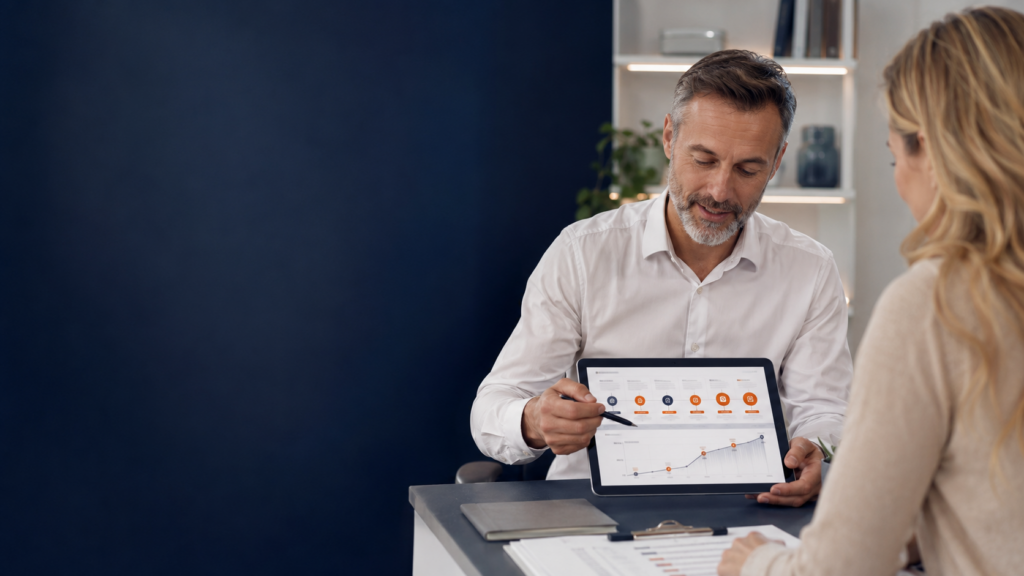 Functional medicine practitioner explaining a patient care roadmap for better retention